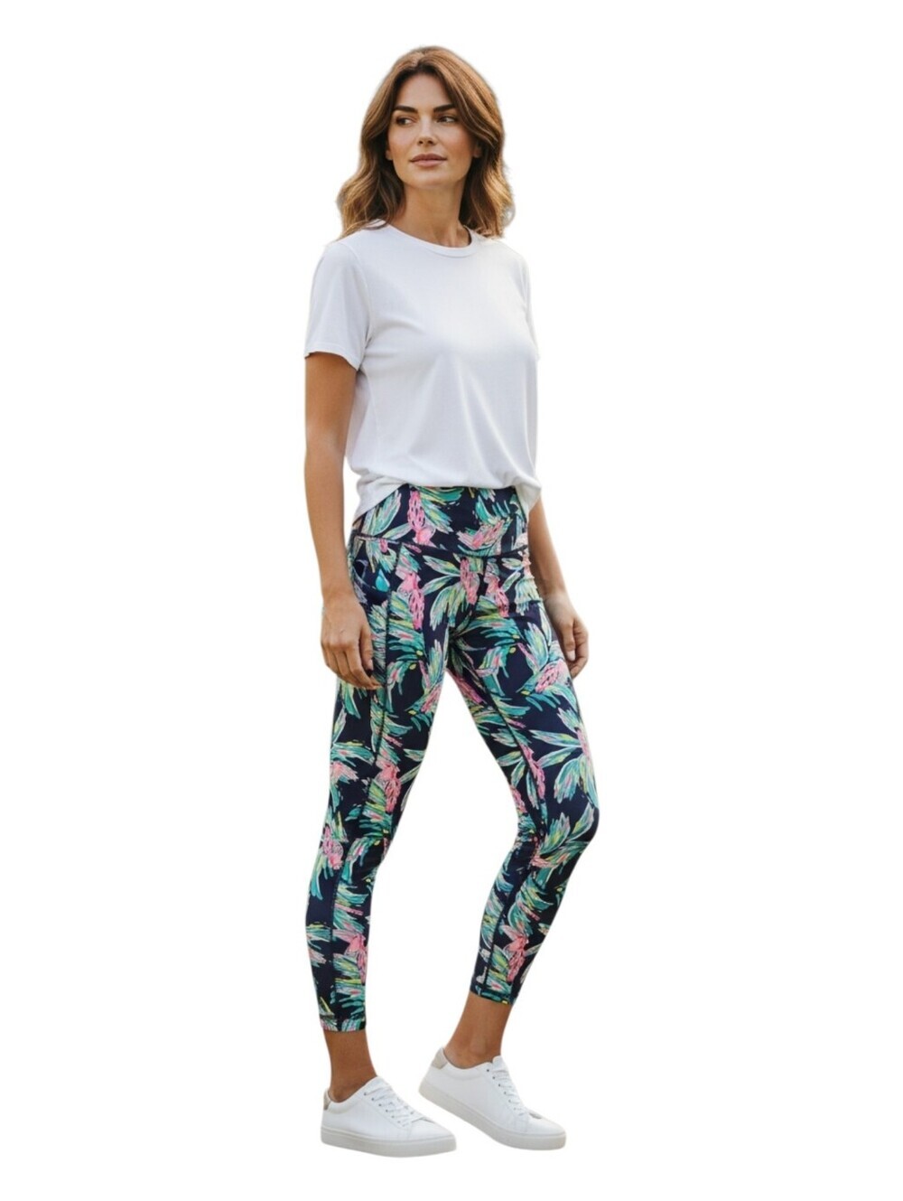 Crown & Ivy Womens Tropical Cruise Vacation Tucan Floral Print Leggings Large